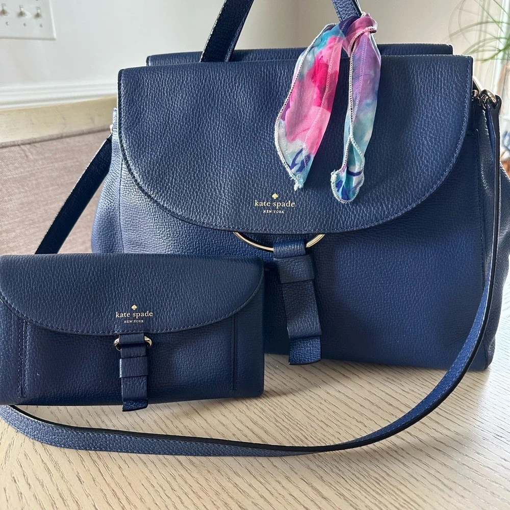 Kate Spade Pebbled Leather Purse & Wallet - Blue - Picture 4 of 12